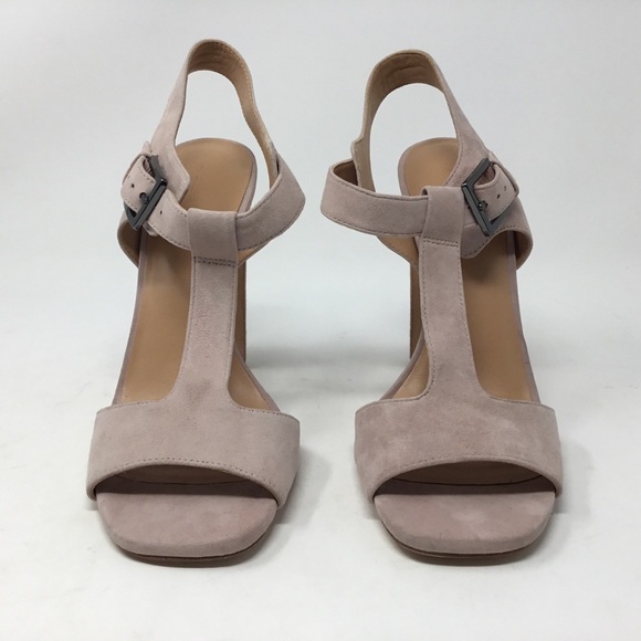 Halston Heritage Vera Pink T-strap Heeled Sandals. - Picture 3 of 14
